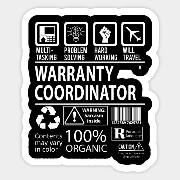 Warranty Coordinator T Shirt - MultiTasking Certified Job Gift Item Tee Sticker by Aquastal